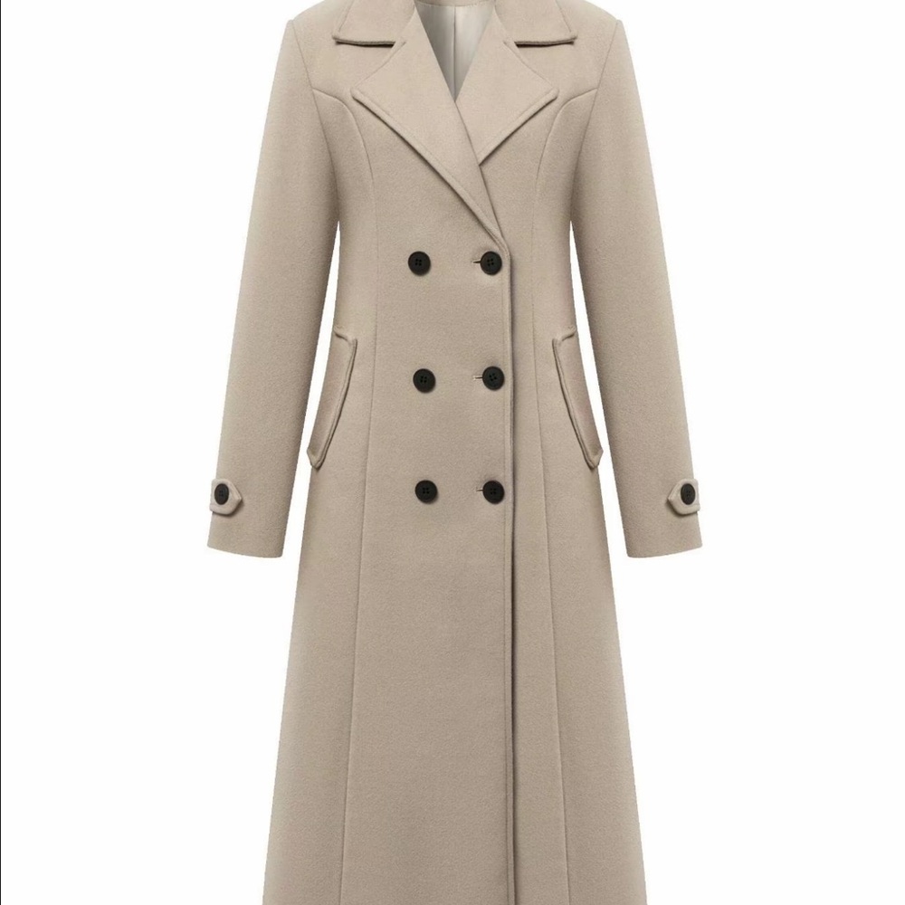 Stylish Beige Double-Breasted Trench Coat - Picture 2 of 6